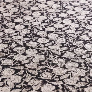 Beautiful Hand Block Print Throw Black Beige Floral Bed Throw - Image 7