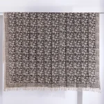 Beautiful Hand Block Print Throw Black Beige Floral Bed Throw - Image 6