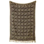 Beautiful Hand Block Print Throw Black Beige Floral Bed Throw - Image 5