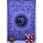 Beautiful Purple Om Mandala Print Cotton Tapestry