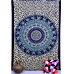 Beige Elephant Mandala Printed Wall Decor Tapestry