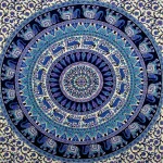 Beige Elephant Mandala Printed Wall Decor Tapestry - Image 2