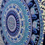 Beige Elephant Mandala Printed Wall Decor Tapestry - Image 3