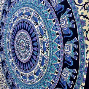 Beige Elephant Mandala Printed Wall Decor Tapestry - Image 3