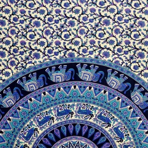 Beige Elephant Mandala Printed Wall Decor Tapestry - Image 4