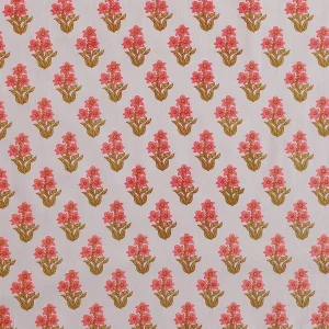Beige Floral Print 5 Yard Craft Cotton Fabric - Image 4