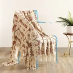 Beige Hand Block Elephant Print Cotton Throw