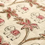 Beige Hand Block Elephant Print Cotton Throw - Image 4