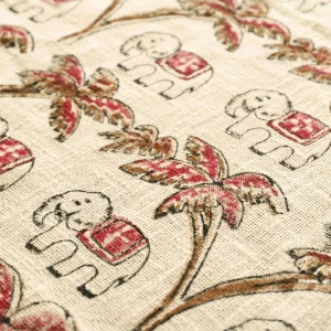 Beige Hand Block Elephant Print Cotton Throw - Image 4