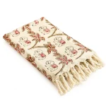 Beige Hand Block Elephant Print Cotton Throw - Image 2