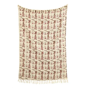 Beige Hand Block Elephant Print Cotton Throw - Image 3