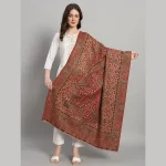 Beige & Maroon Floral Kashmiri Soft Wool Shawl - Image 3