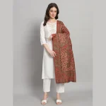 Beige & Maroon Floral Kashmiri Soft Wool Shawl - Image 2