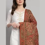 Beige & Maroon Floral Kashmiri Soft Wool Shawl - Image 5