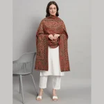 Beige & Maroon Floral Kashmiri Soft Wool Shawl