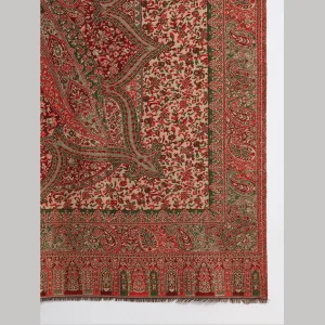Beige & Maroon Floral Kashmiri Soft Wool Shawl - Image 7