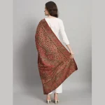 Beige & Maroon Floral Kashmiri Soft Wool Shawl - Image 6