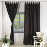 Black Cotton Linen Solid Window Curtains, Set of 2
