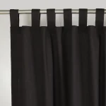 Black Cotton Linen Solid Window Curtains, Set of 2 - Image 3