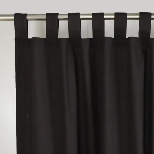 Black Cotton Linen Solid Window Curtains, Set of 2 - Image 3