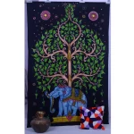 Black Elephant Tree of Life Printed Tapestry