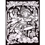 Black White Lord Natraj Indian Cotton Poster - Image 2