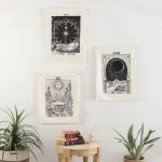 Black White Moon Sun Magical Tarot Tapestry
