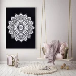 Black White Ombre Mandala Wall Hanging