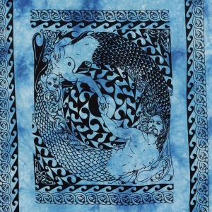 Blue Color Wall Hanging Cotton Mermaid Tapestry - Image 3