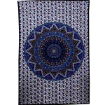 Blue Elephant Mandala Printed Cotton Twin size Tapestry - Image 2