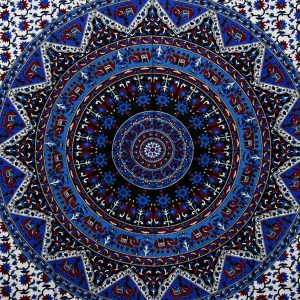 Blue Elephant Mandala Printed Cotton Twin size Tapestry - Image 3
