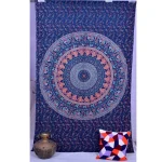 Blue Elephant Mandala Printed Tapestry Beach Throw