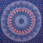 Blue Elephant Mandala Printed Tapestry Beach Throw - Image 2