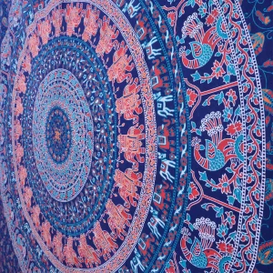 Blue Elephant Mandala Printed Tapestry Beach Throw - Image 3