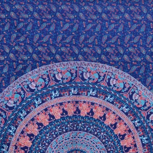 Blue Elephant Mandala Printed Tapestry Beach Throw - Image 4