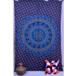 Blue Elephant Mandala Printed Twin Size Tapestry