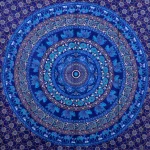 Blue Elephant Mandala Printed Twin Size Tapestry - Image 2