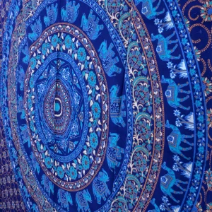 Blue Elephant Mandala Printed Twin Size Tapestry - Image 3