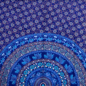 Blue Elephant Mandala Printed Twin Size Tapestry - Image 4