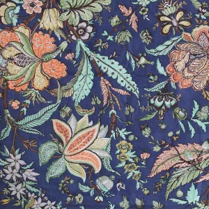 Blue Floral Print 10 Yard Fabric Cotton Dress Material - Image 4