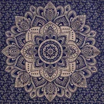 Blue Gold Ombre Mandala Printed Wall Hanging - Image 3