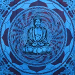 Blue Lord Buddha Indian Wall Hanging Cotton Tapestry - Image 2