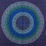 Blue Mandala Printed Tapestry Wall Decorative Single Bedspread - Image 2