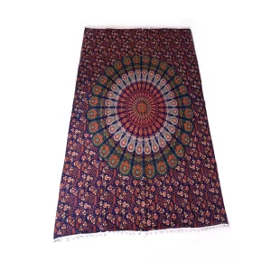 Blue Mandala Wall Hanging Pom Lace Decor Poster - Image 3