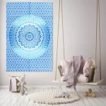 Blue Ombre Mandala Print Indian Wall Hanging