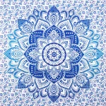 Blue Ombre Mandala Printed Double Bed Size Tapestry - Image 2