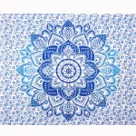 Blue Ombre Mandala Printed Double Bed Size Tapestry - Image 3