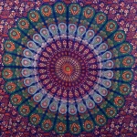 Blue Peacock Feather Mandala Printed Wall Hanging - Image 2