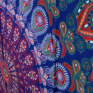 Blue Peacock Feather Mandala Printed Wall Hanging - Image 4