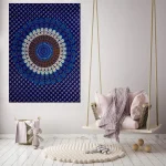 Blue Peacock Mandala Print Cotton Poster